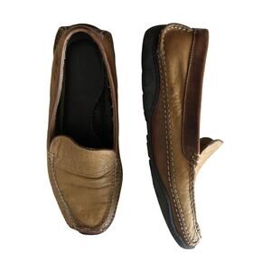 Driving Loafers Leather LL Bean Two Tone Brown Mens Size 9 Made In El Salvador